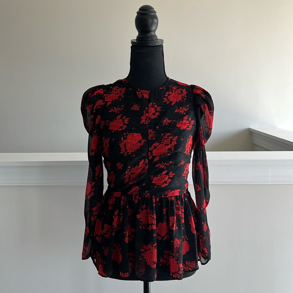Zara chiffon long sleeve blouse